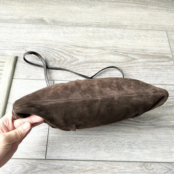 Vintage High Fashion Croc Patent Leather Suede  Leather Crossbody Clutch - Picture 5 of 15